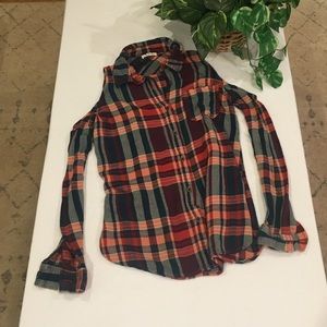 Open shoulder button down top, UO, XS